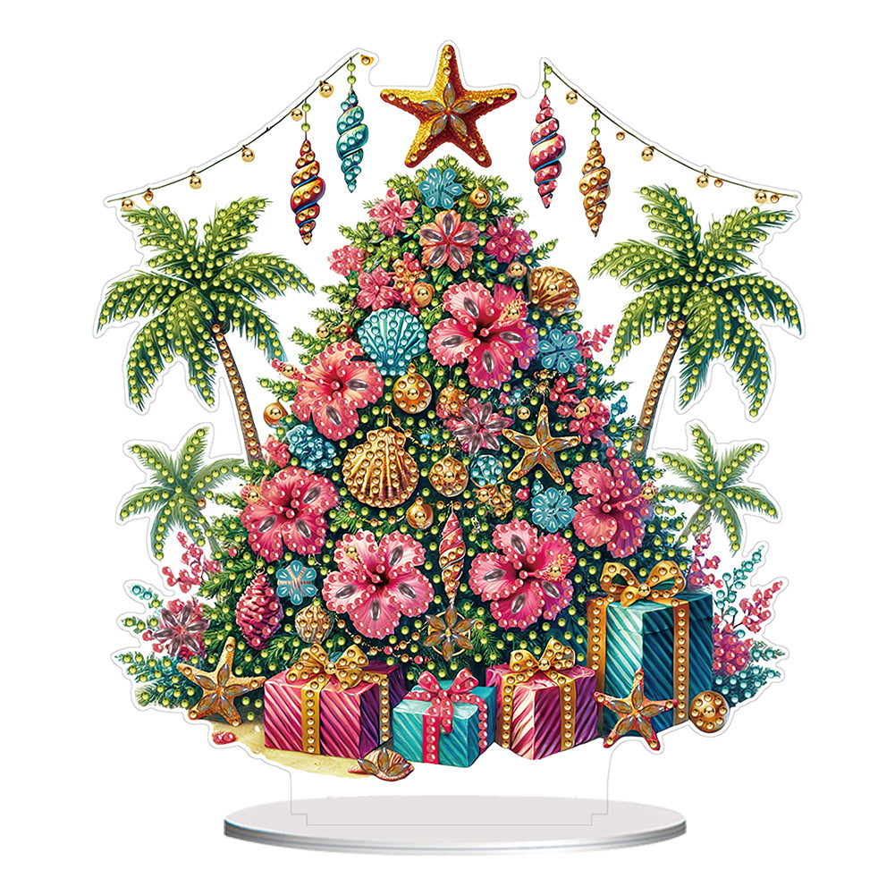 2D Flat Print Ocean Xmas Tree DIY Table Top Diamond Painting Ornament Kits