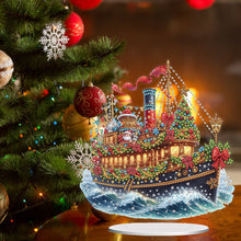 Load image into Gallery viewer, 2D Flat Print Xmas Sailboat DIY Table Top Diamond Painting Ornament Kits
