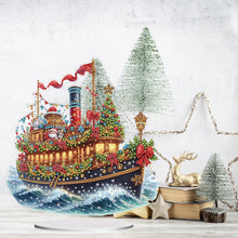 Load image into Gallery viewer, 2D Flat Print Xmas Sailboat DIY Table Top Diamond Painting Ornament Kits
