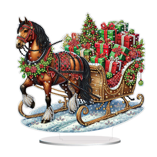 2D Flat Print Xmas Gift Carriage DIY Table Top Diamond Painting Ornament Kits