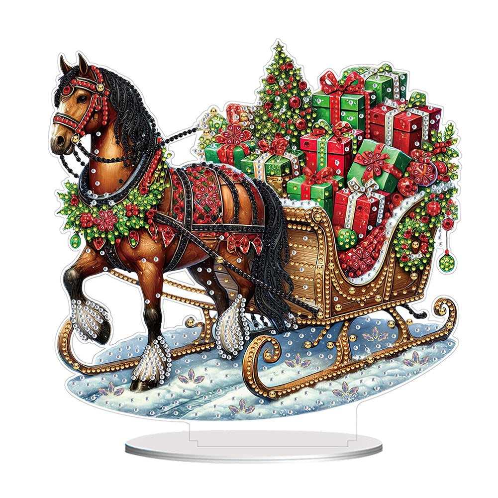 2D Flat Print Xmas Gift Carriage DIY Table Top Diamond Painting Ornament Kits