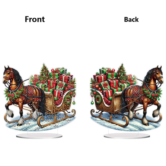 2D Flat Print Xmas Gift Carriage DIY Table Top Diamond Painting Ornament Kits