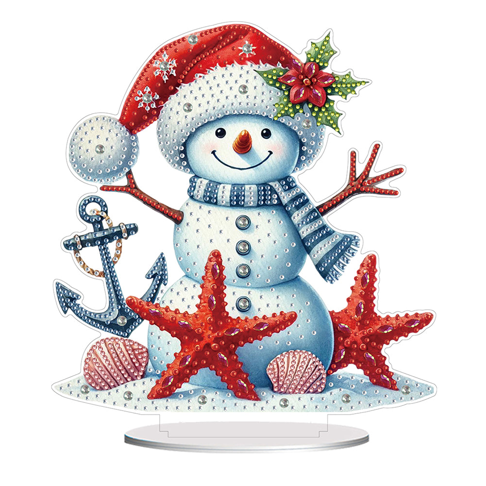 2D Flat Print Xmas Snowman DIY Table Top Diamond Painting Ornament Kits