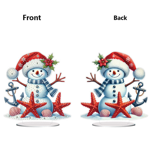 2D Flat Print Xmas Snowman DIY Table Top Diamond Painting Ornament Kits