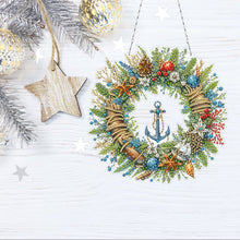 Load image into Gallery viewer, Xmas Wreath 2D Flat DIY Diamond Art Pendant DIY Home Decor Hanging Charm
