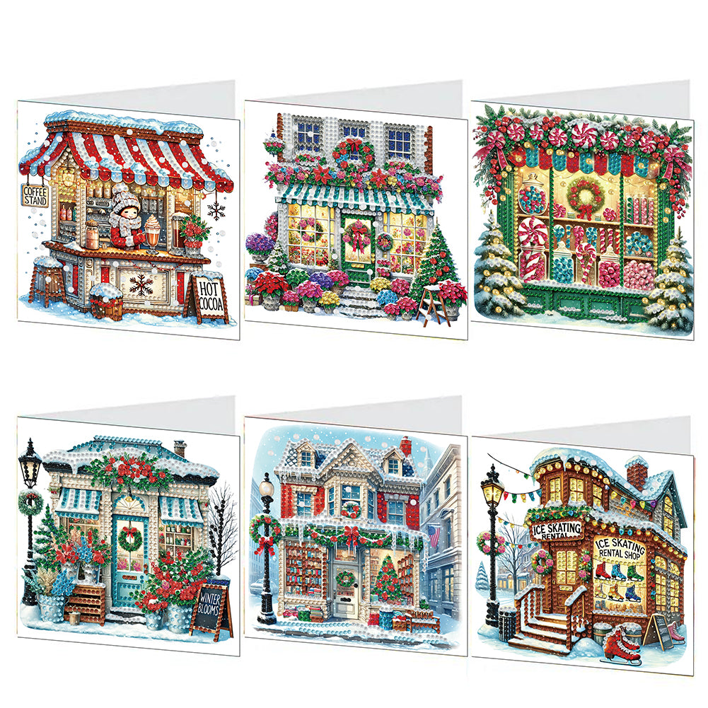 6PCS DIY Diamond Art Greeting Cards Xmas Designs for Celebrations Gift (h034)