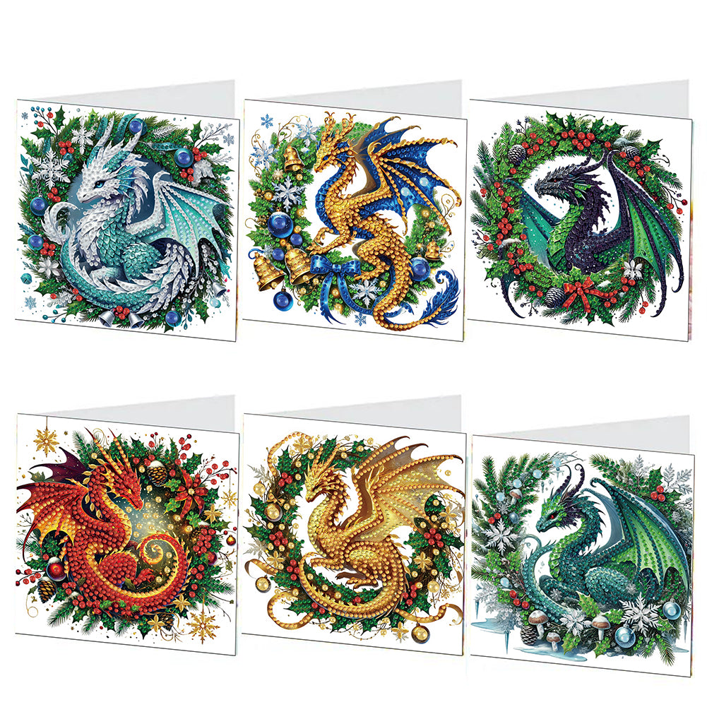 6PCS DIY Diamond Art Greeting Cards Xmas Designs for Celebrations Gift (h035)