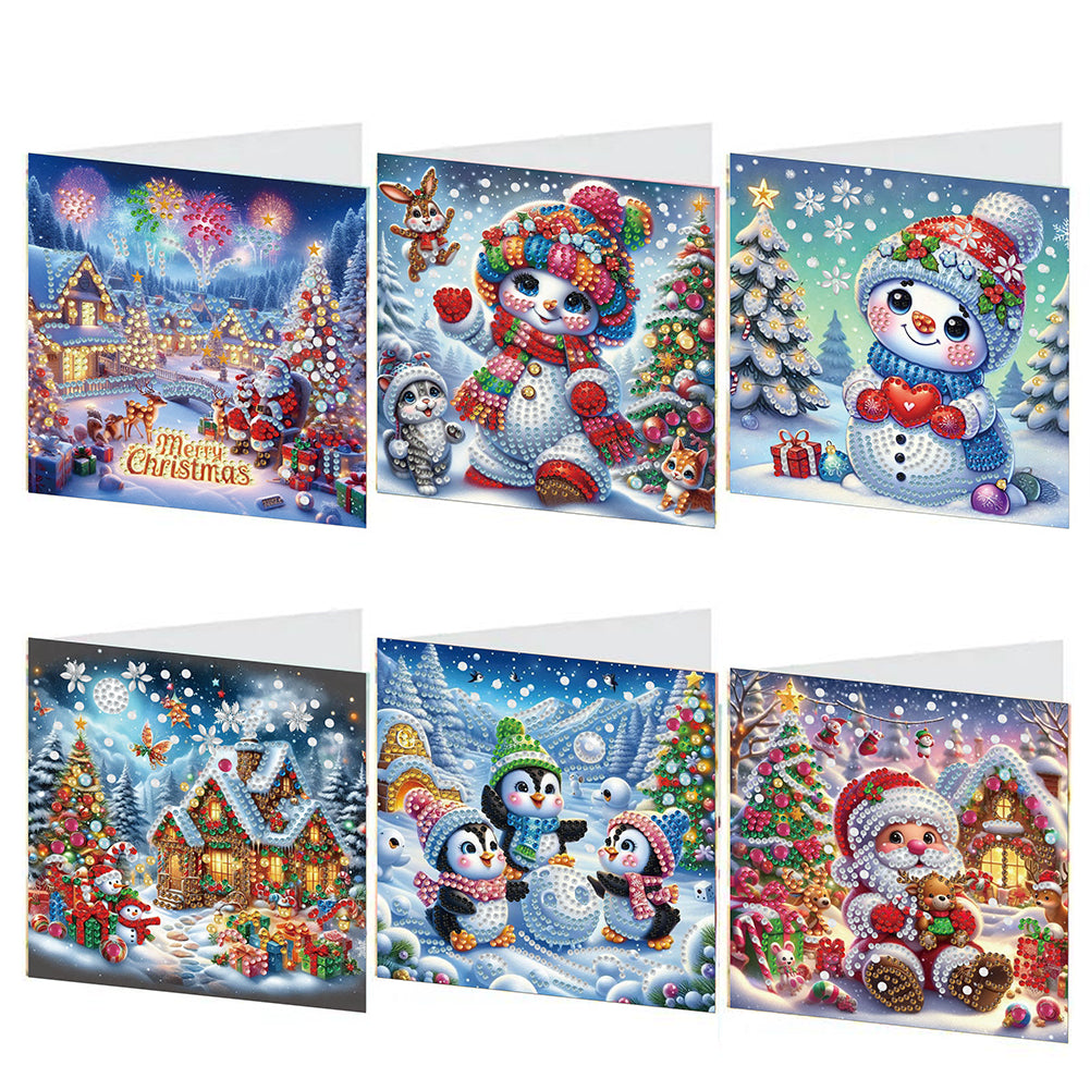 6PCS DIY Diamond Art Greeting Cards Xmas Designs for Celebrations Gift (h038)