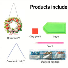 Load image into Gallery viewer, Strawberry Wreath Acrylic 2D Flat DIY Diamond Art Pendant Wall Door Decoration
