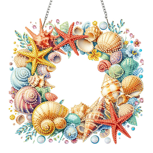 Shells Wreath Acrylic 2D Flat DIY Diamond Art Pendant Wall Door Decoration
