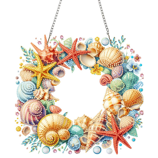 Shells Wreath Acrylic 2D Flat DIY Diamond Art Pendant Wall Door Decoration