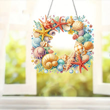 Load image into Gallery viewer, Shells Wreath Acrylic 2D Flat DIY Diamond Art Pendant Wall Door Decoration
