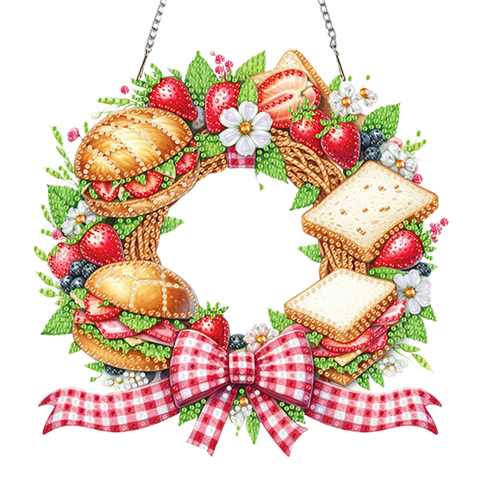 Bread Wreath Acrylic 2D Flat DIY Diamond Art Pendant Wall Door Decoration