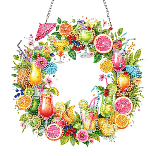 Juice Wreath Acrylic 2D Flat DIY Diamond Art Pendant Wall Door Decoration