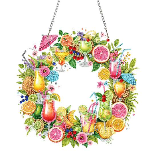 Juice Wreath Acrylic 2D Flat DIY Diamond Art Pendant Wall Door Decoration