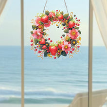 Load image into Gallery viewer, Strawberry Flower Wreath Acrylic 2D Flat DIY Diamond Art Pendant Wall Door Decor
