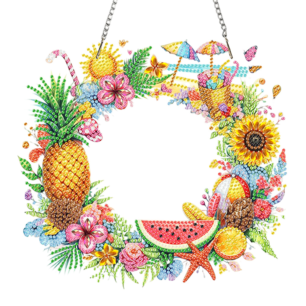 Cool Wreath Acrylic 2D Flat DIY Diamond Art Pendant Wall Door Decoration