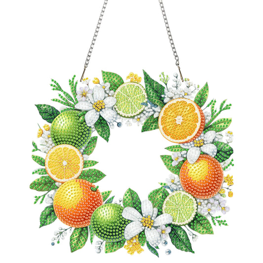 Orange Wreath Acrylic 2D Flat DIY Diamond Art Pendant Wall Door Decoration