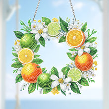 Load image into Gallery viewer, Orange Wreath Acrylic 2D Flat DIY Diamond Art Pendant Wall Door Decoration
