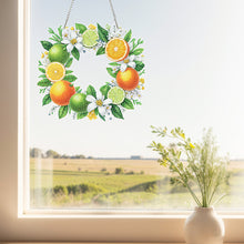 Load image into Gallery viewer, Orange Wreath Acrylic 2D Flat DIY Diamond Art Pendant Wall Door Decoration
