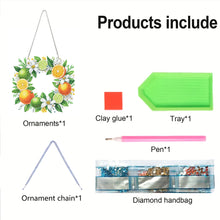 Load image into Gallery viewer, Orange Wreath Acrylic 2D Flat DIY Diamond Art Pendant Wall Door Decoration
