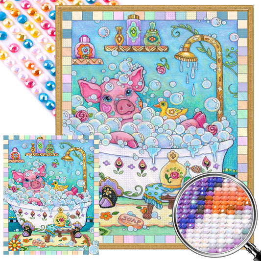 AB Diamond Painting - Full Round - Pig In The Bath (40*50CM)