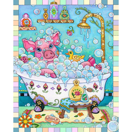AB Diamond Painting - Full Round - Pig In The Bath (40*50CM)