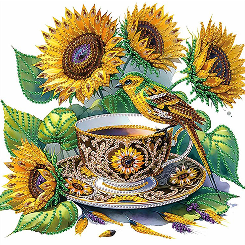 Diamond Painting - Partial Special Shaped - Sunflower Teacup (30*30CM)