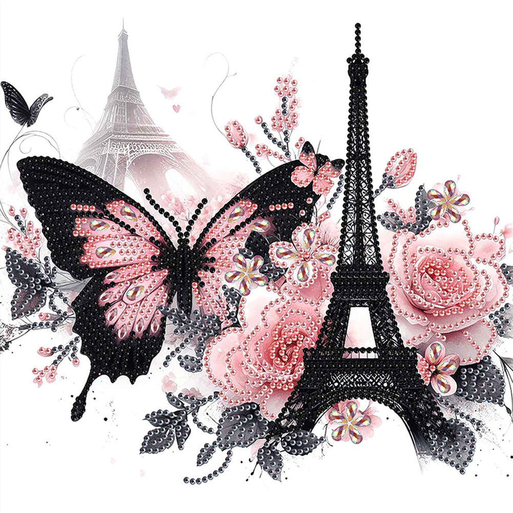 Diamond Painting - Partial Special Shaped - Eiffel Tower Butterfly (30*30CM)