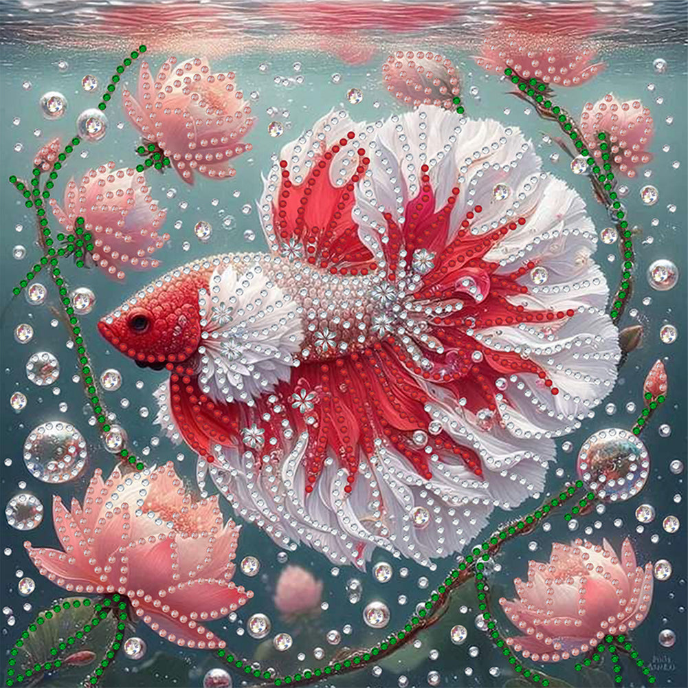 Diamond Painting - Partial Special Shaped - Colorful Fantasy Fish (30*30CM)
