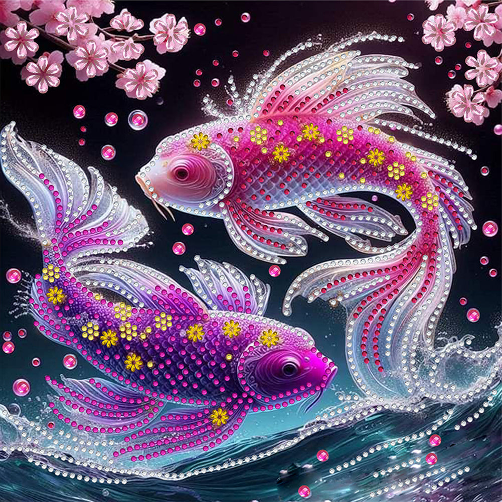 Diamond Painting - Partial Special Shaped - Colorful Fantasy Fish (30*30CM)