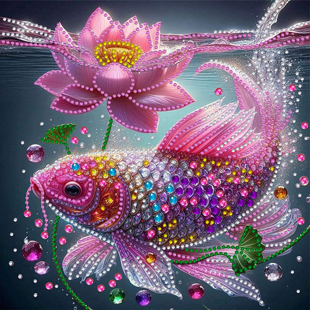 Diamond Painting - Partial Special Shaped - Colorful Fantasy Fish (30*30CM)
