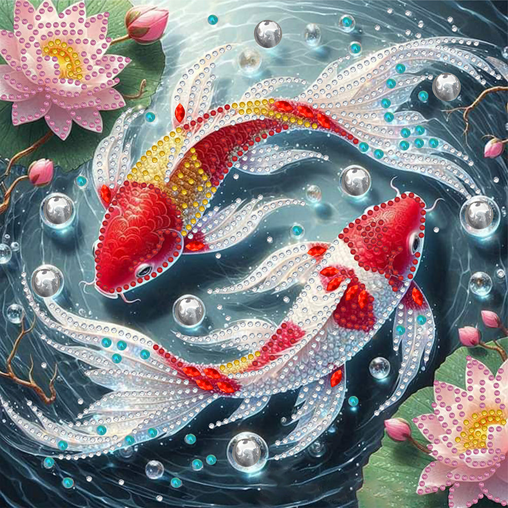 Diamond Painting - Partial Special Shaped - Colorful Fantasy Fish (30*30CM)
