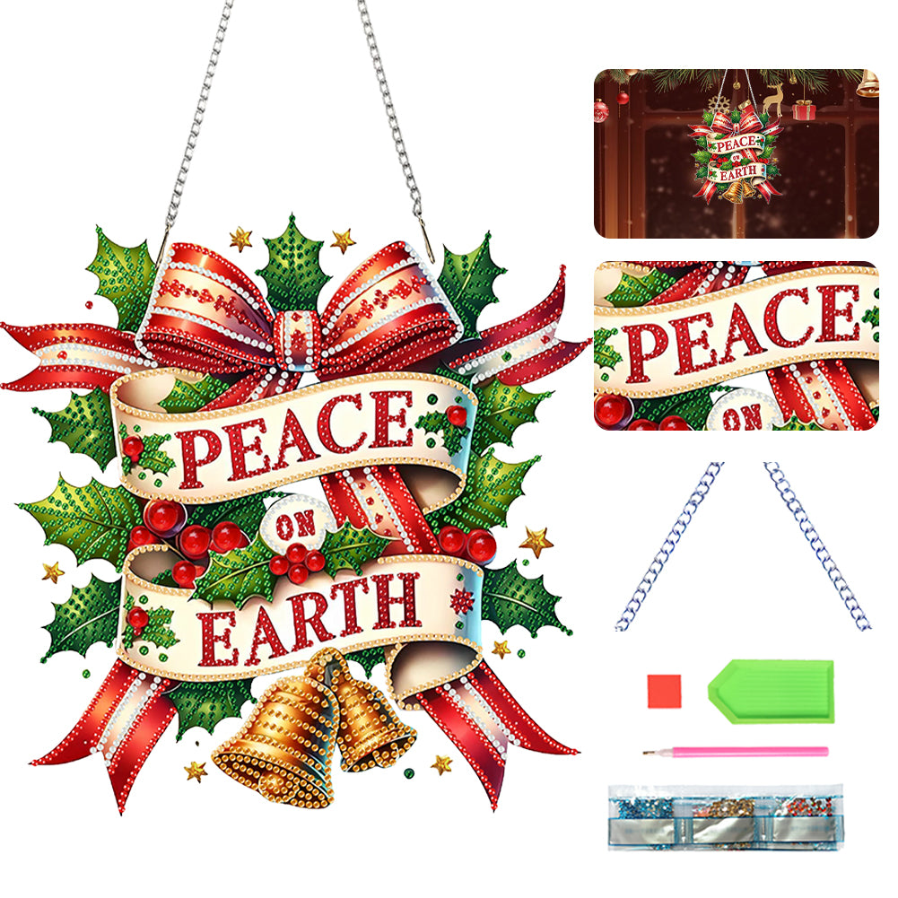 Christmas Ring Theme 2D Flat DIY Hanging Diamond Art Kits Wall Decor Crafts