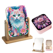 Load image into Gallery viewer, DIY Cat Diamond Painting Kit Rotatable Mirror w Diamond Painting Jewelry Box
