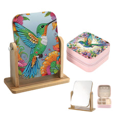 Load image into Gallery viewer, DIY Hummingbird Diamond Painting Kit Rotatable Mirror w Diamond Art Jewelry Box
