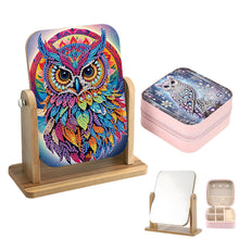 Load image into Gallery viewer, DIY Owl Diamond Painting Kit Rotatable Mirror w Diamond Painting Jewelry Box
