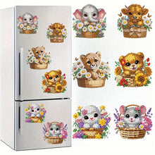 Load image into Gallery viewer, 6Pcs Acrylic 2D Flat Animals Diamond Painting Fridge Magnet for Whiteboard
