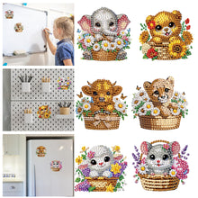 Load image into Gallery viewer, 6Pcs Acrylic 2D Flat Animals Diamond Painting Fridge Magnet for Whiteboard

