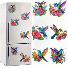 Load image into Gallery viewer, 6Pcs Acrylic 2D Flat Hummingbird Flowers Diamond Painting Fridge Magnet

