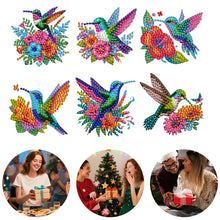 Load image into Gallery viewer, 6Pcs Acrylic 2D Flat Hummingbird Flowers Diamond Painting Fridge Magnet

