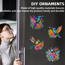 Load image into Gallery viewer, 6Pcs Acrylic 2D Flat Hummingbird Flowers Diamond Painting Fridge Magnet
