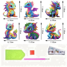 Load image into Gallery viewer, 6Pcs Acrylic 2D Flat Pterosaurs Diamond Painting Fridge Magnet for Whiteboard
