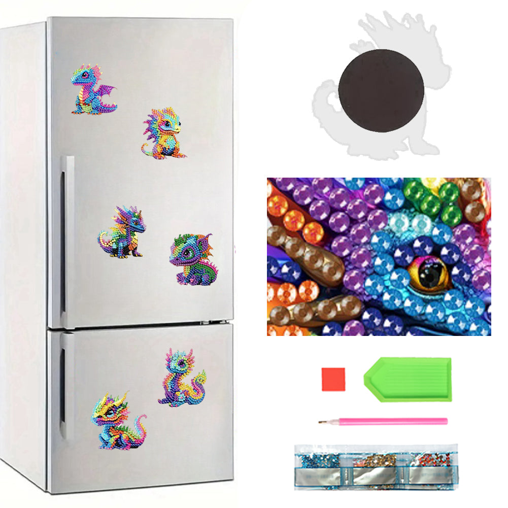 6Pcs Acrylic 2D Flat Pterosaurs Diamond Painting Fridge Magnet for Whiteboard