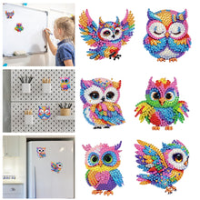 Load image into Gallery viewer, 6Pcs Acrylic 2D Flat Owls Diamond Painting Fridge Magnet for Fridge Whiteboard
