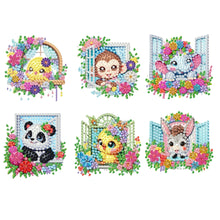 Load image into Gallery viewer, 6Pcs Acrylic 2D Flat Animals Diamond Painting Fridge Magnet for Whiteboard
