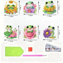 Load image into Gallery viewer, 6Pcs Acrylic 2D Flat Flower Frogs Diamond Painting Fridge Magnet for Whiteboard
