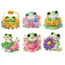 Load image into Gallery viewer, 6Pcs Acrylic 2D Flat Flower Frogs Diamond Painting Fridge Magnet for Whiteboard
