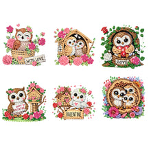 Load image into Gallery viewer, 6Pcs Acrylic 2D Flat Owls Diamond Painting Fridge Magnet for Fridge Whiteboard

