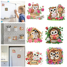 Load image into Gallery viewer, 6Pcs Acrylic 2D Flat Owls Diamond Painting Fridge Magnet for Fridge Whiteboard
